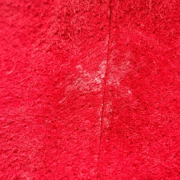 Vintage Red Suede/Leather Button-Front Women's Coat With Folded Collar & Cuffs - Picture 16 of 16